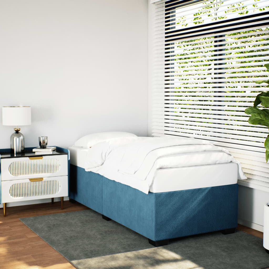 Cadre de lit sans matelas bleu 90x190 cm velours - XIOS