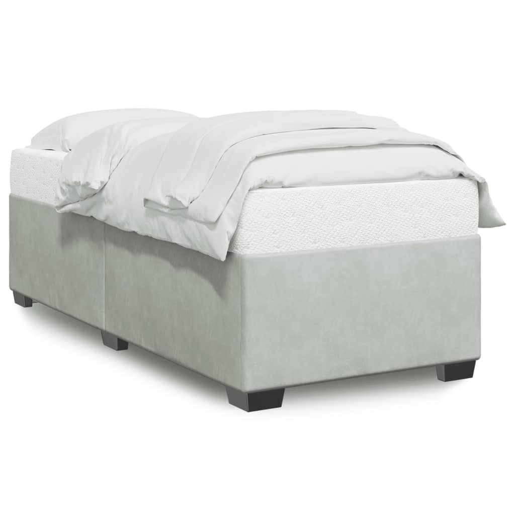 Cadre de lit sans matelas gris clair 90x200 cm velours - XIOS