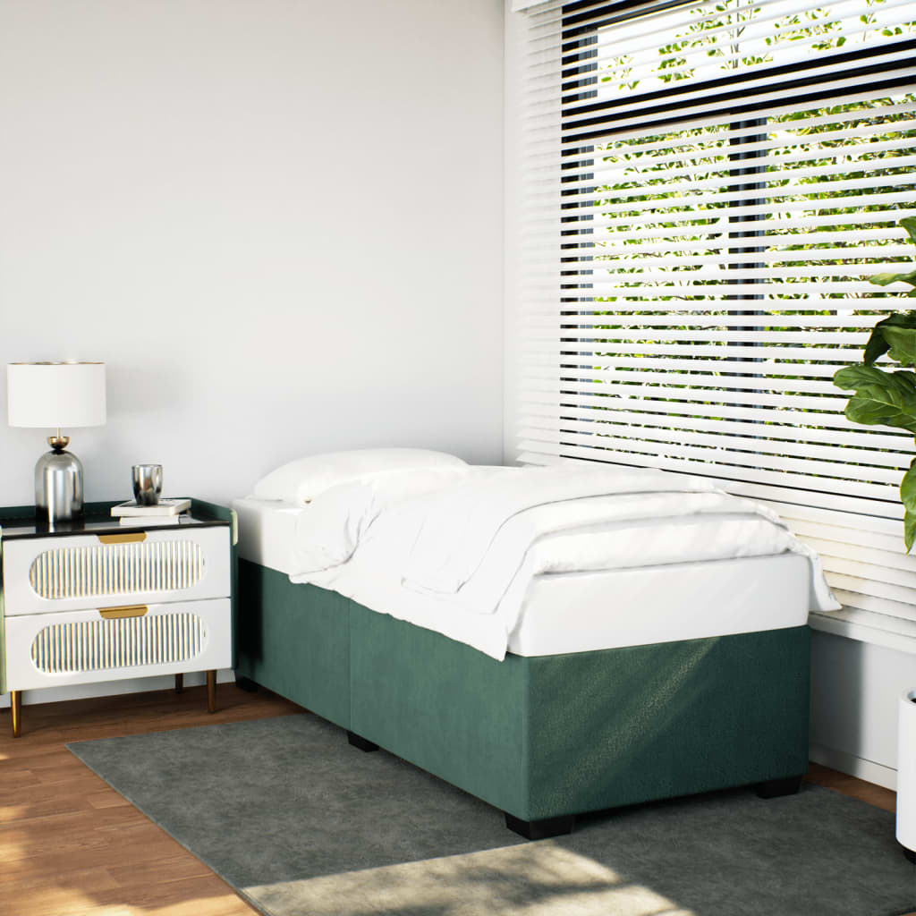 Cadre de lit sans matelas vert foncé 90x200 cm velours - XIOS