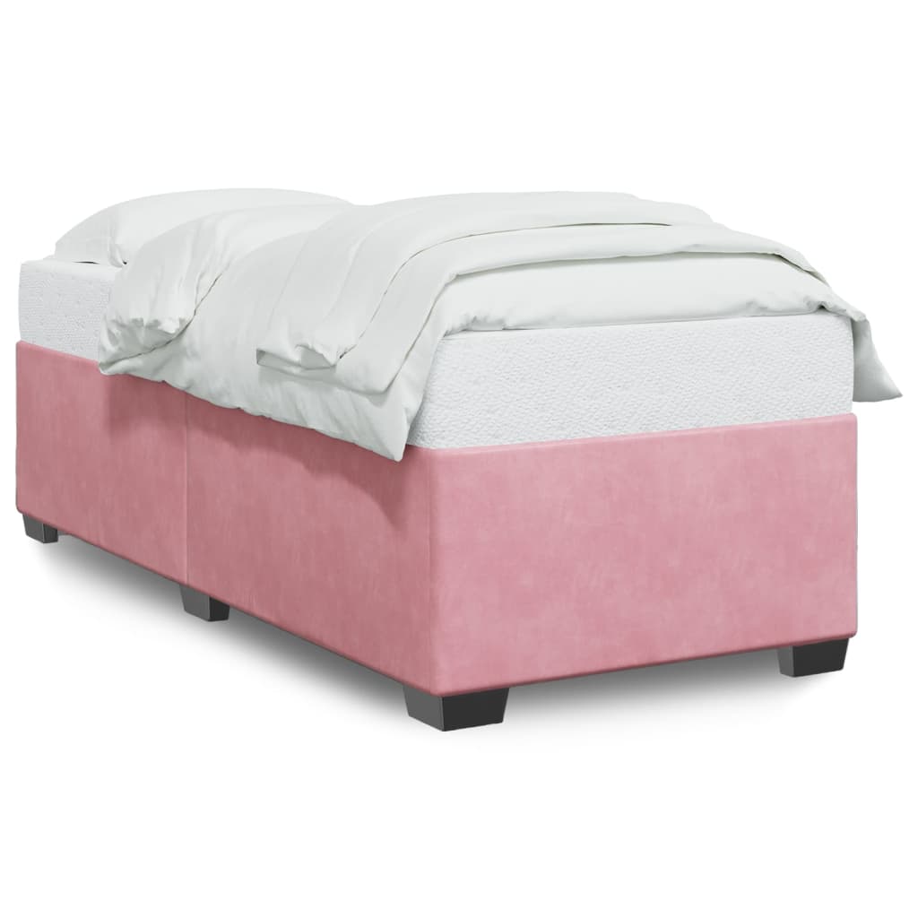 Cadre de lit sans matelas rose 90x200 cm velours - XIOS