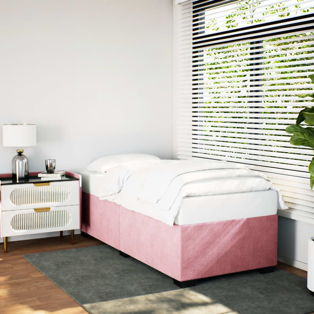 Cadre de lit sans matelas rose 90x200 cm velours - XIOS