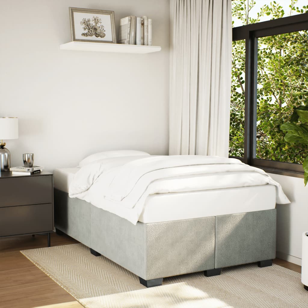 Cadre de lit sans matelas gris clair 120x190 cm velours - XIOS