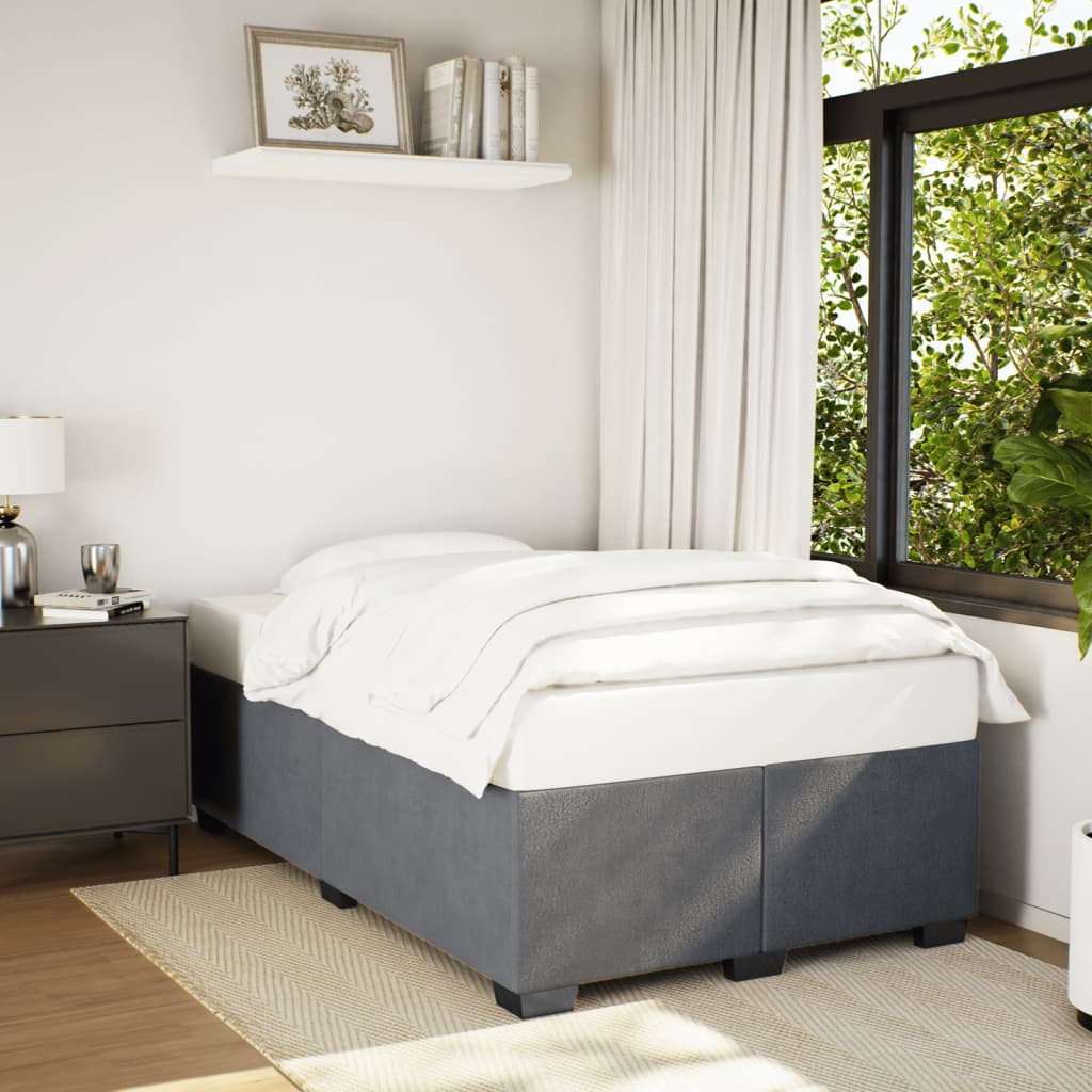 Cadre de lit sans matelas gris foncé 120x190 cm velours - XIOS