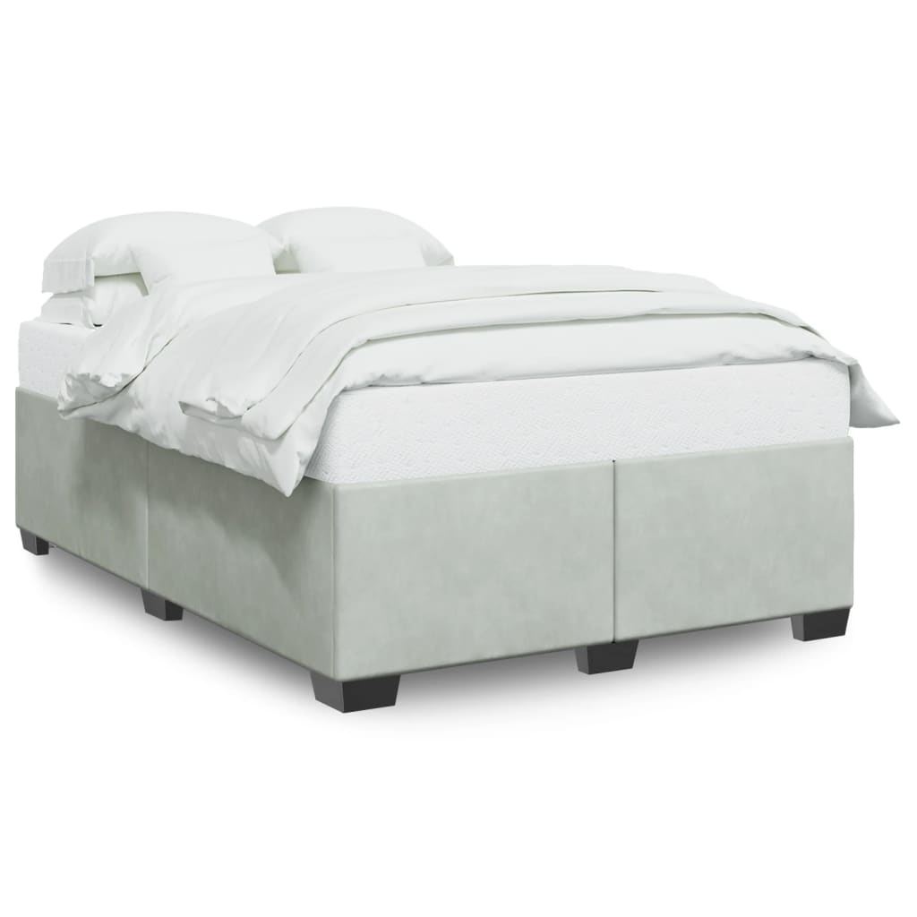 Cadre de lit sans matelas gris clair 140x190 cm velours - XIOS