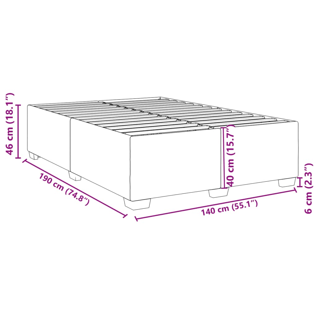 Cadre de lit sans matelas gris clair 140x190 cm velours - XIOS