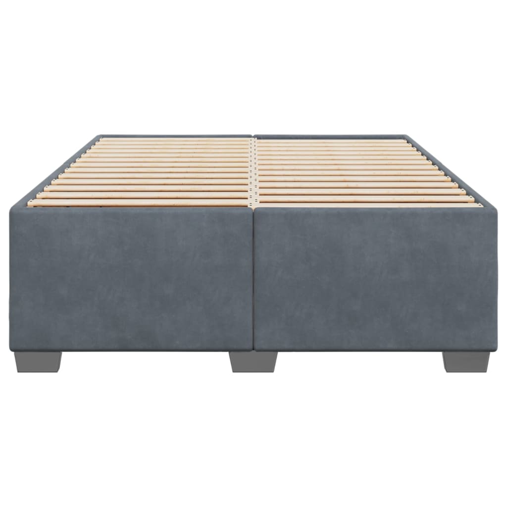 Cadre de lit sans matelas gris foncé 140x190 cm velours - XIOS