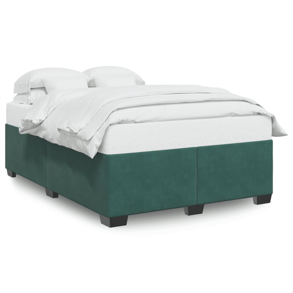 Cadre de lit sans matelas vert foncé 140x190 cm velours - XIOS