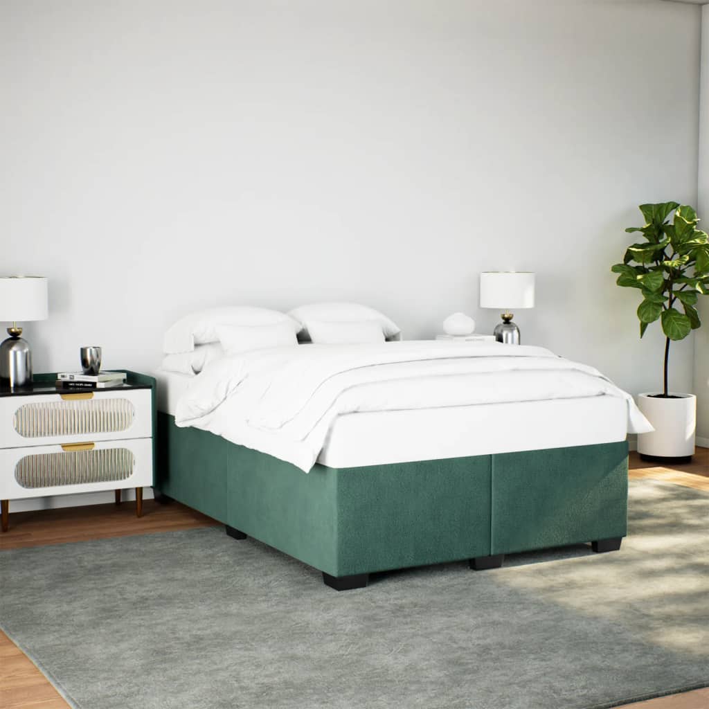 Cadre de lit sans matelas vert foncé 140x190 cm velours - XIOS