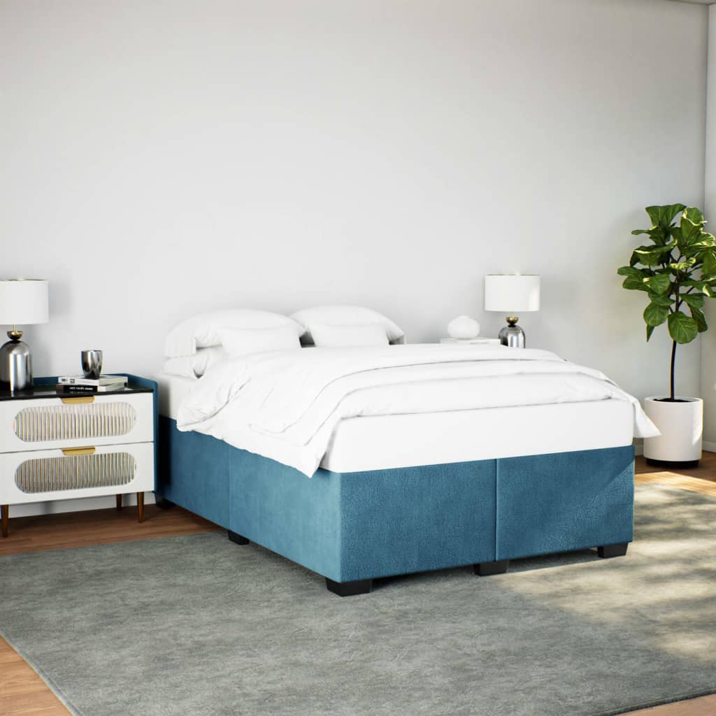 Cadre de lit sans matelas bleu 140x190 cm velours - XIOS