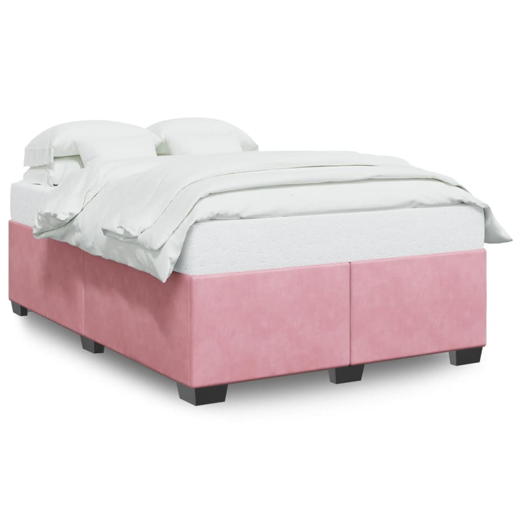 Cadre de lit sans matelas rose 140x190 cm velours - XIOS