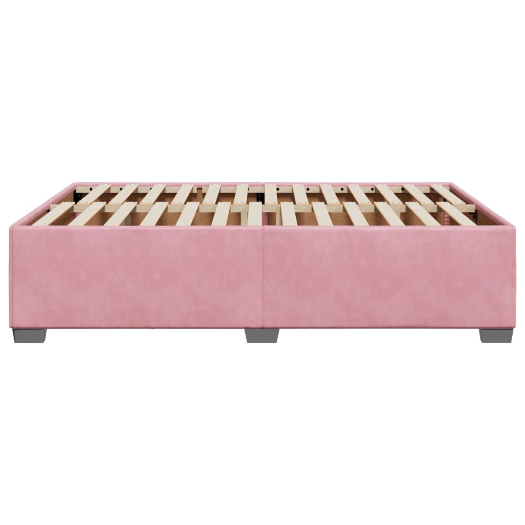 Cadre de lit sans matelas rose 140x190 cm velours - XIOS