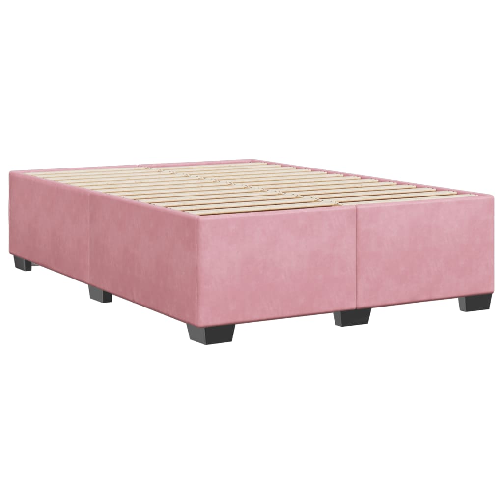 Cadre de lit sans matelas rose 140x190 cm velours - XIOS