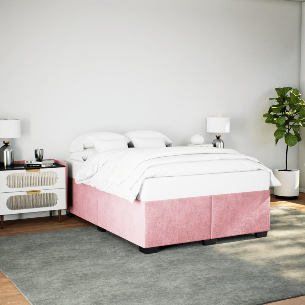 Cadre de lit sans matelas rose 140x190 cm velours - XIOS