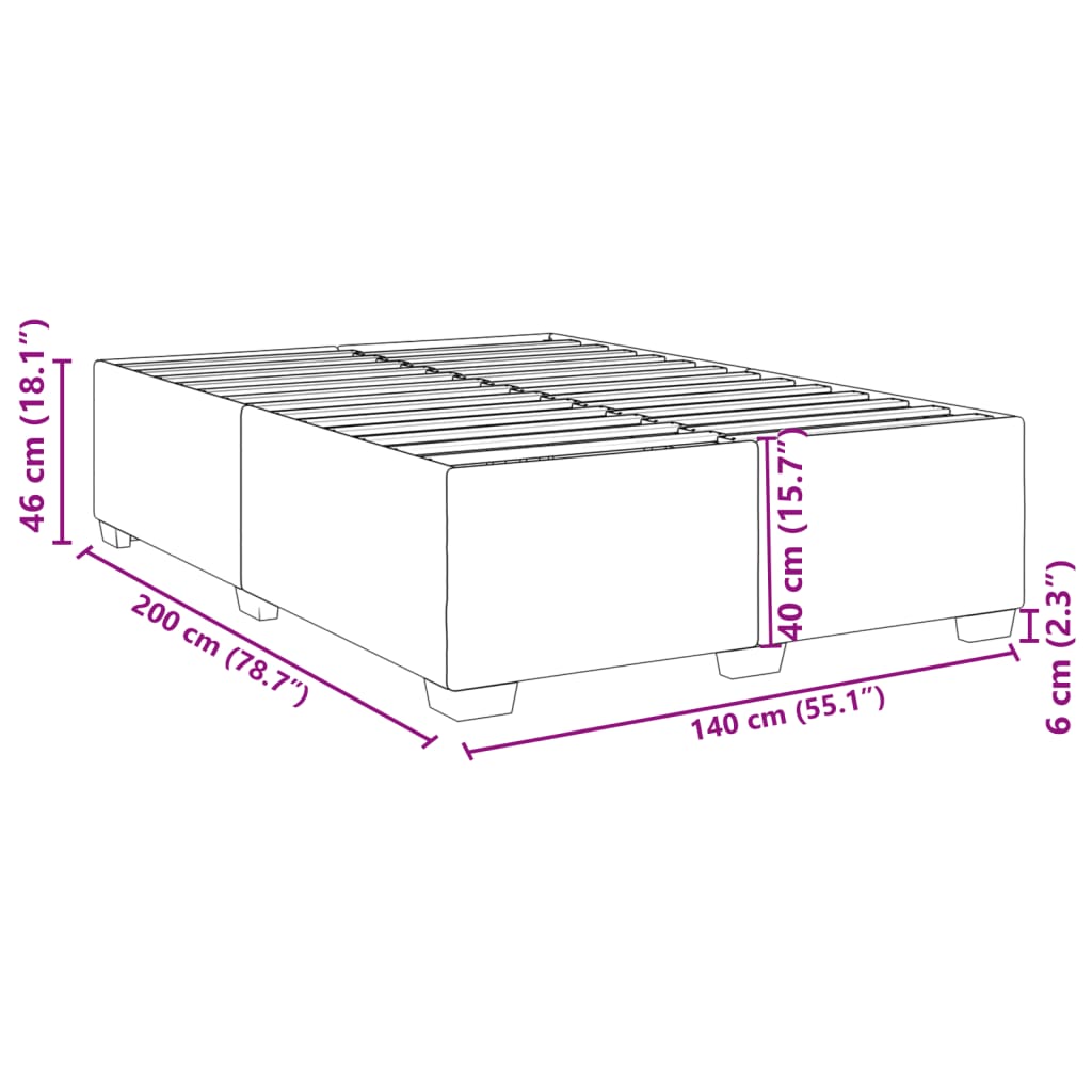 Cadre de lit sans matelas gris foncé 140x200 cm velours - XIOS
