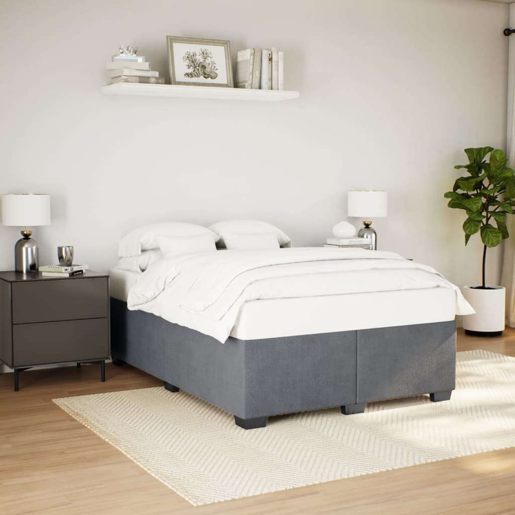 Cadre de lit sans matelas gris foncé 140x200 cm velours - XIOS