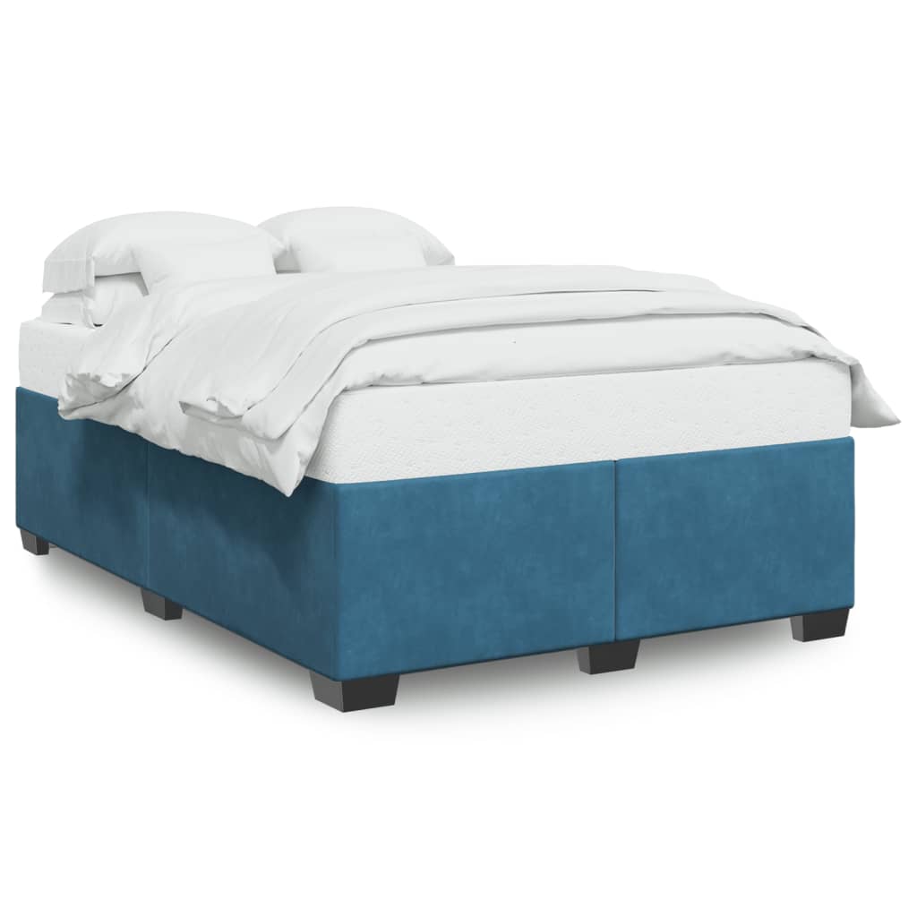 Cadre de lit sans matelas bleu 140x200 cm velours - XIOS