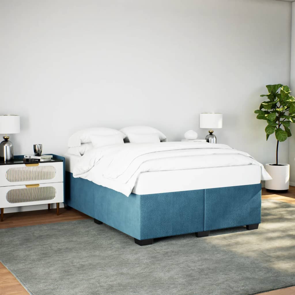 Cadre de lit sans matelas bleu 140x200 cm velours - XIOS