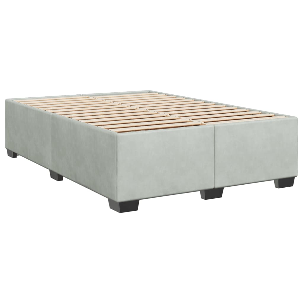 Cadre de lit sans matelas gris clair 160x200 cm velours - XIOS