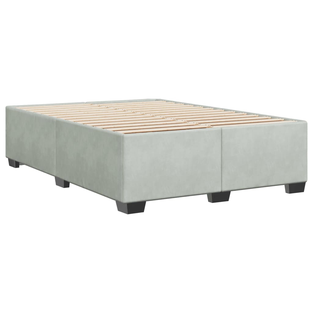 Cadre de lit sans matelas gris clair 160x200 cm velours - XIOS