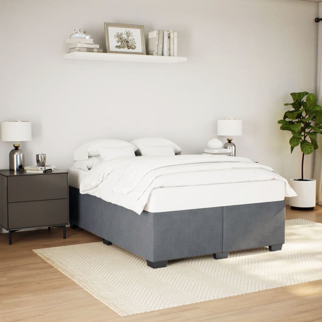Cadre de lit sans matelas gris foncé 160x200 cm velours - XIOS