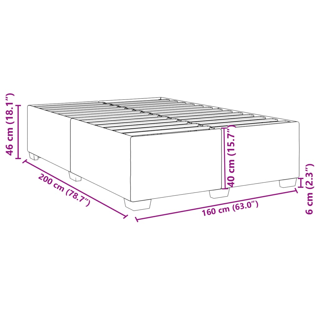 Cadre de lit sans matelas noir 160x200 cm velours - XIOS