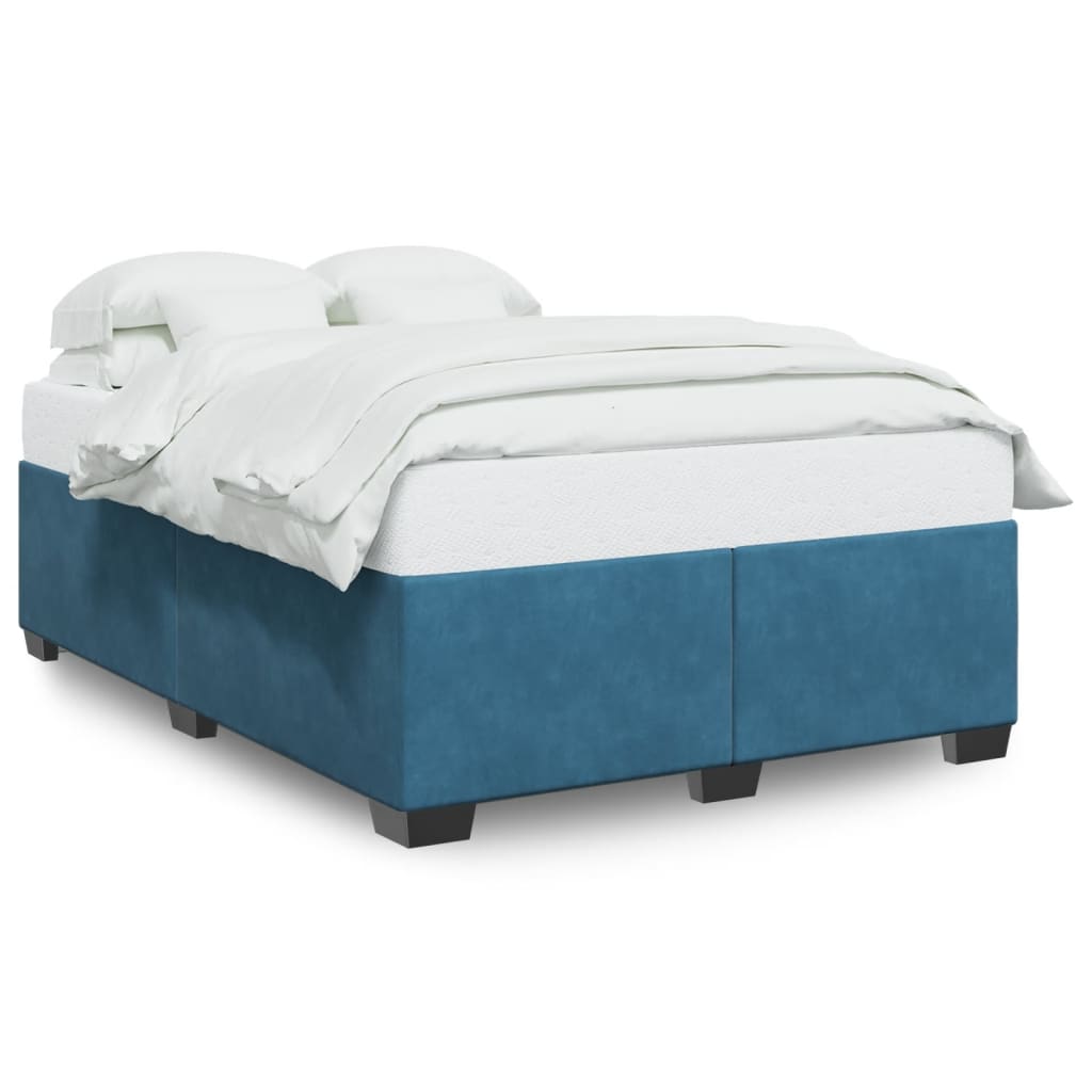 Cadre de lit sans matelas bleu 160x200 cm velours - XIOS