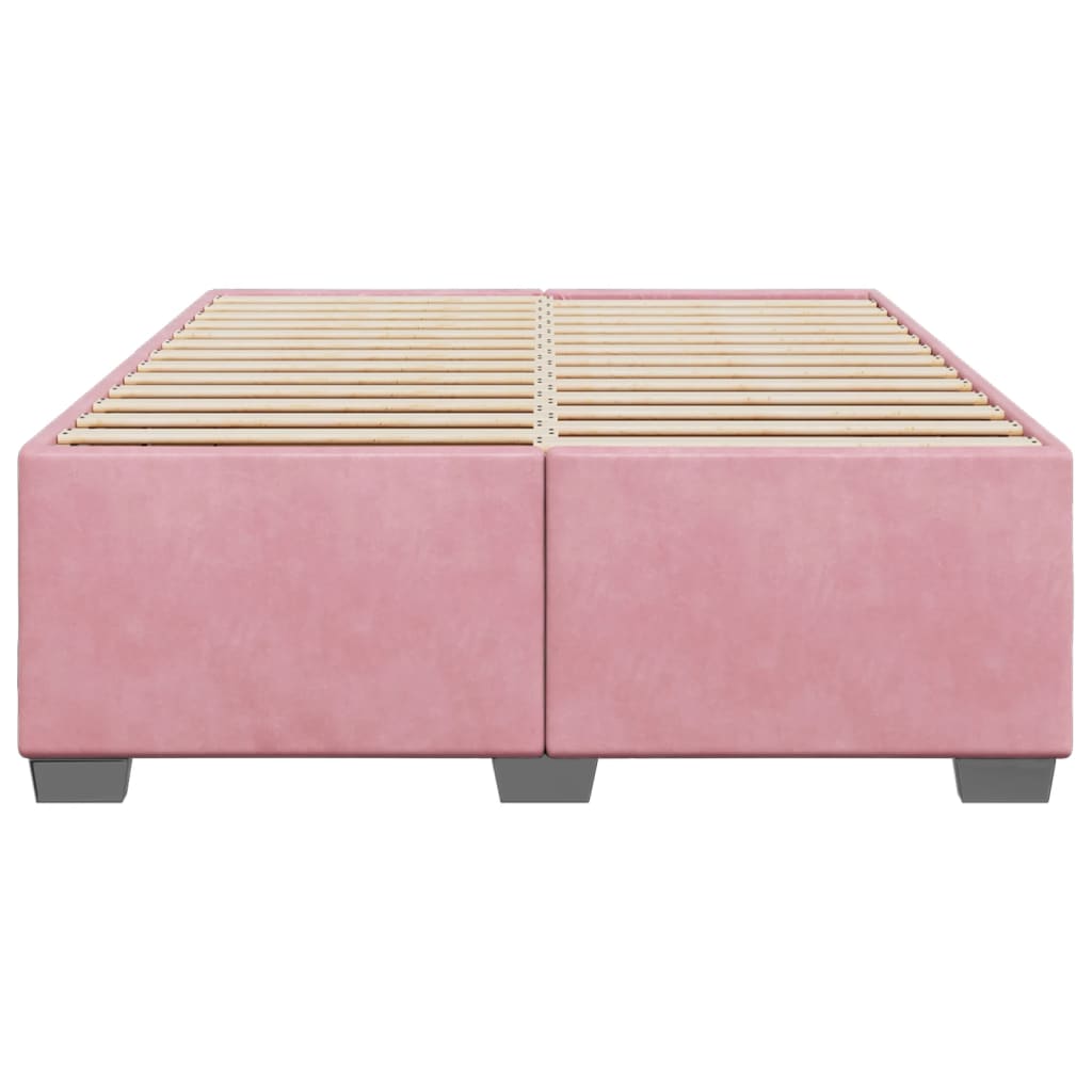 Cadre de lit sans matelas rose 160x200 cm velours - XIOS