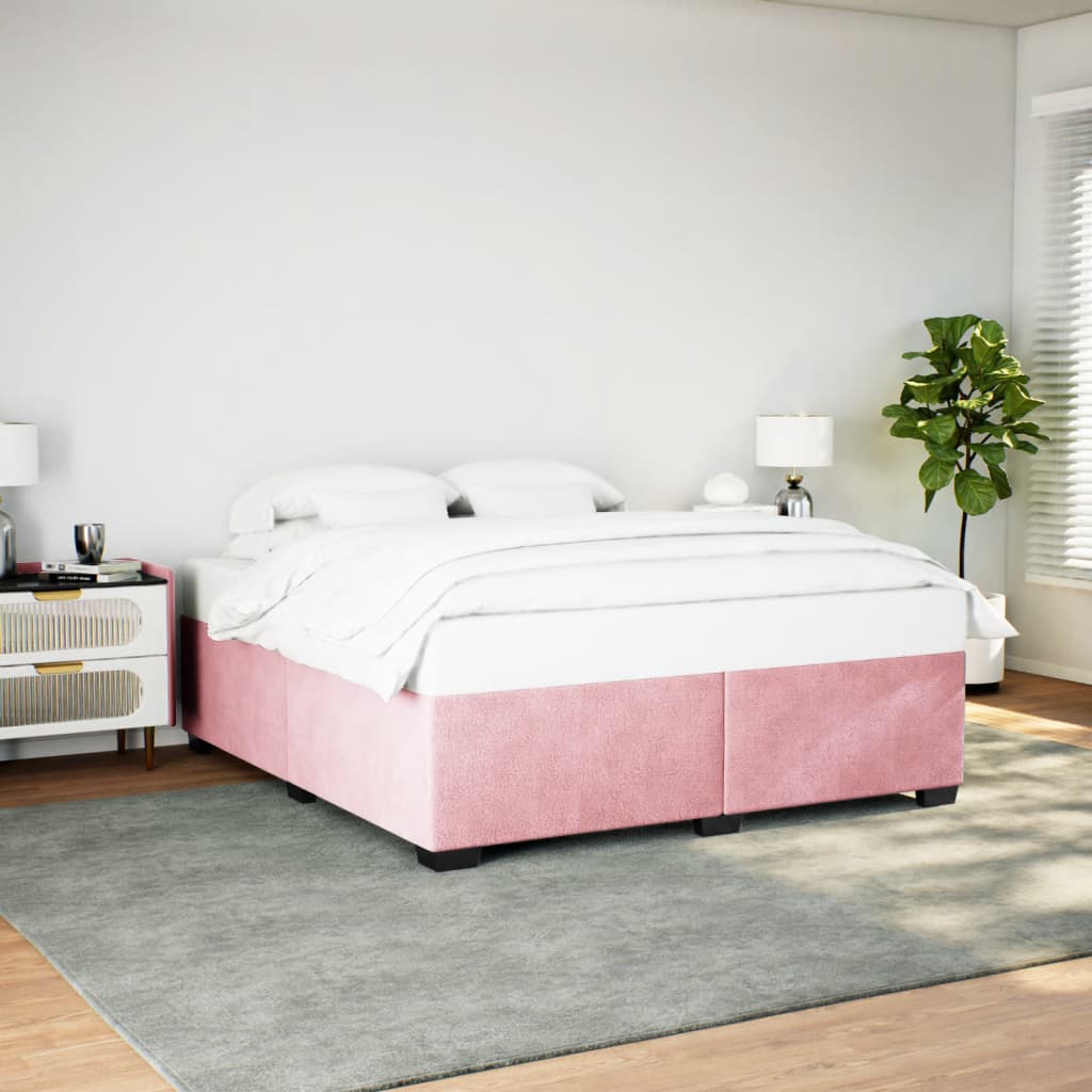 Cadre de lit sans matelas rose 180x200 cm velours - XIOS