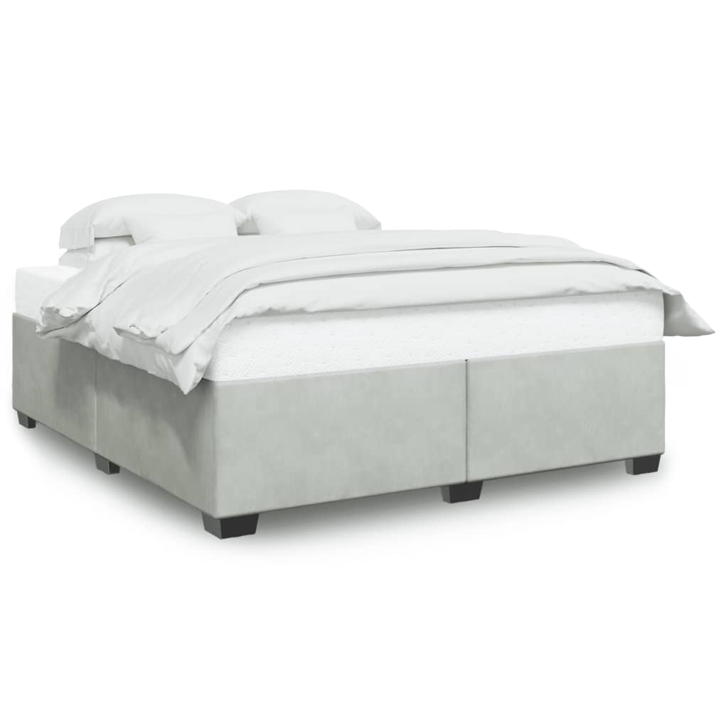 Cadre de lit sans matelas gris clair 200x200 cm velours - XIOS