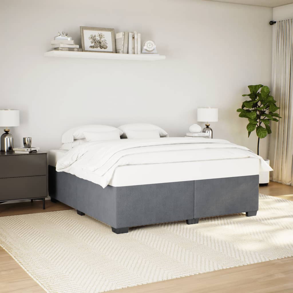 Cadre de lit sans matelas gris foncé 200x200 cm velours - XIOS