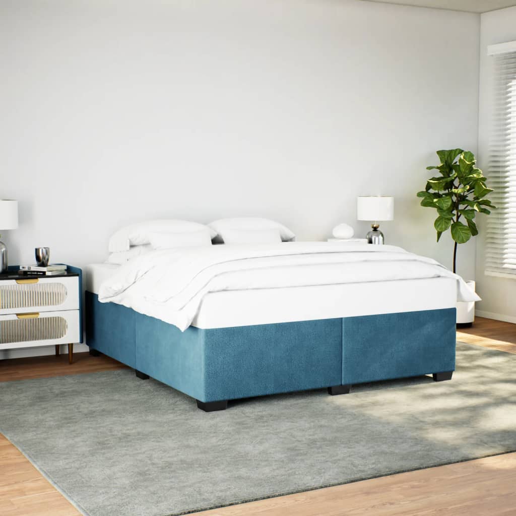 Cadre de lit sans matelas bleu 200x200 cm velours - XIOS