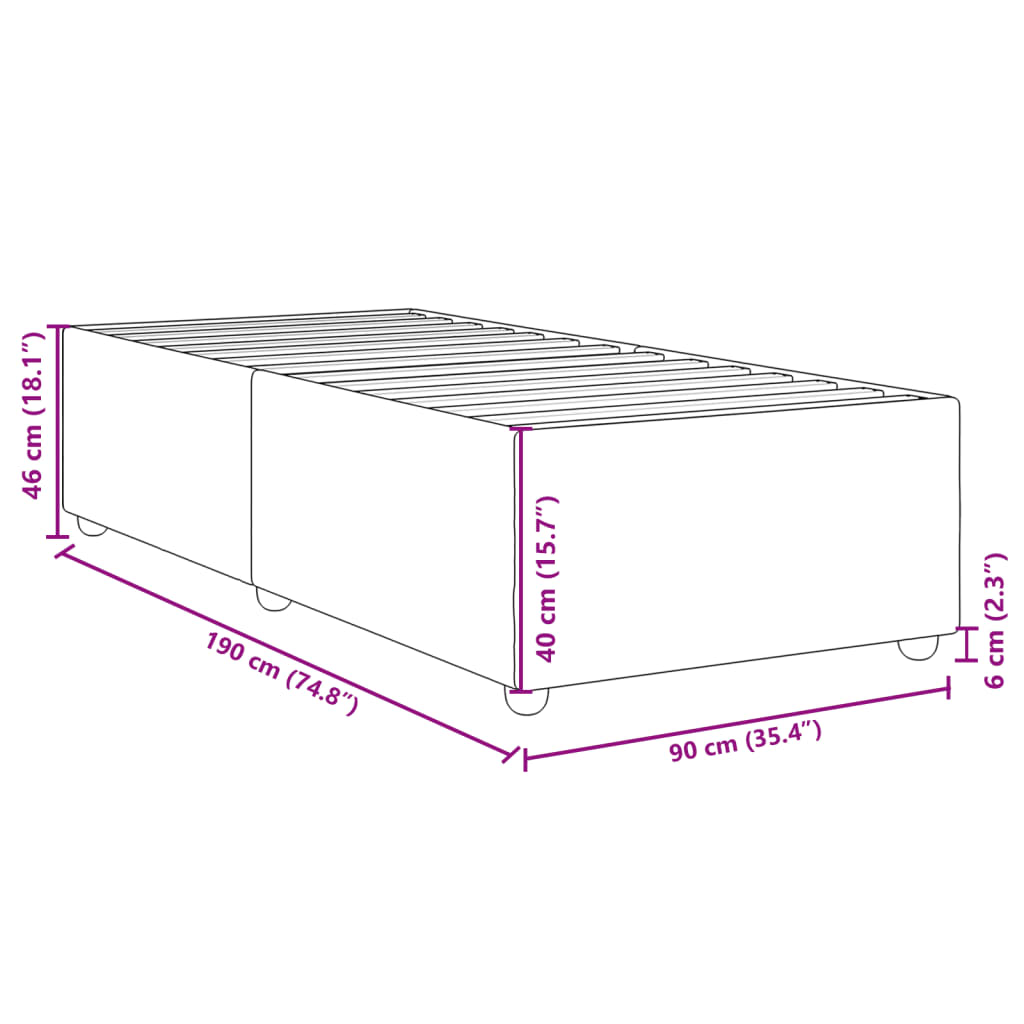 Cadre de lit sans matelas taupe 90x190 cm tissu - XIOS