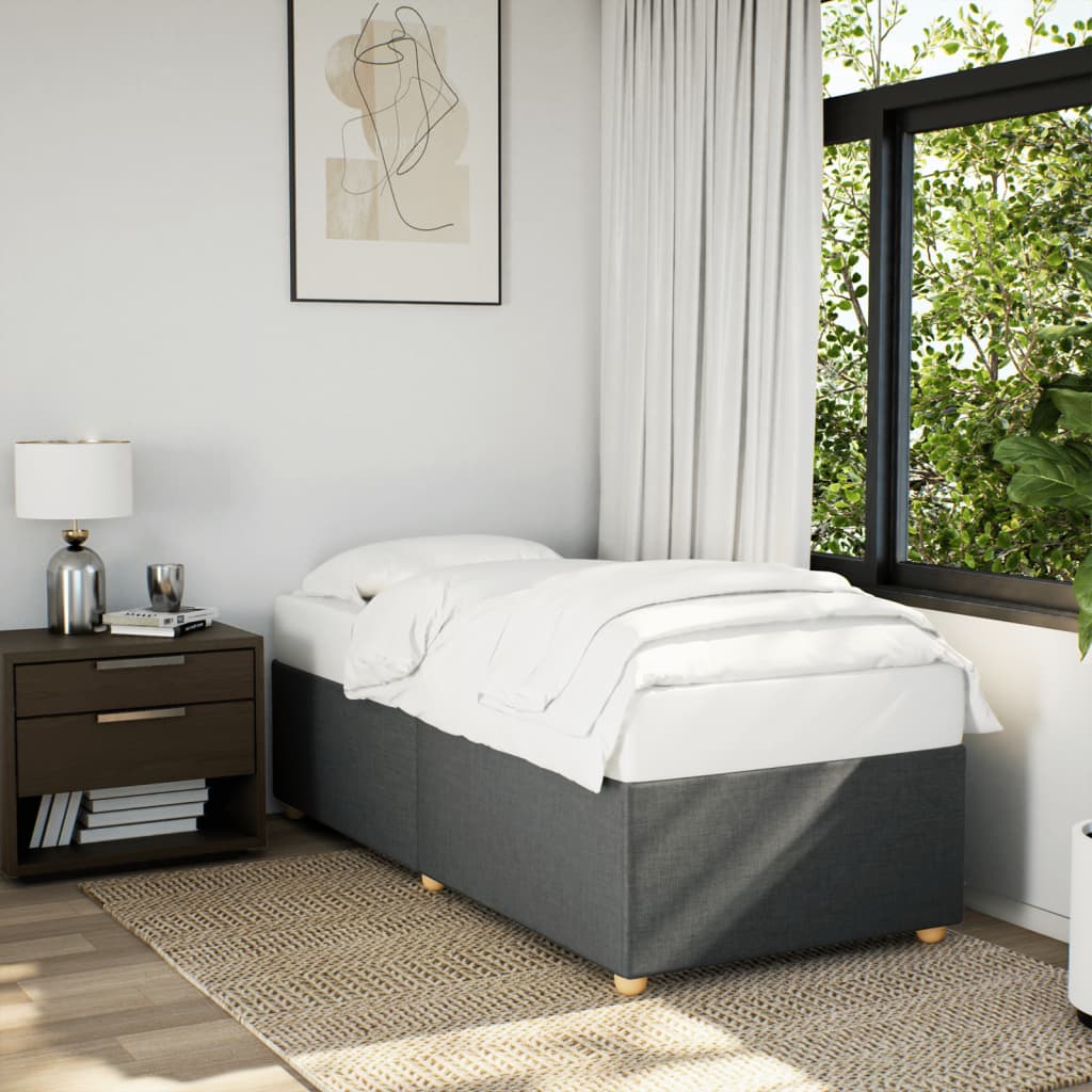 Cadre de lit sans matelas gris foncé 90x200 cm tissu - XIOS