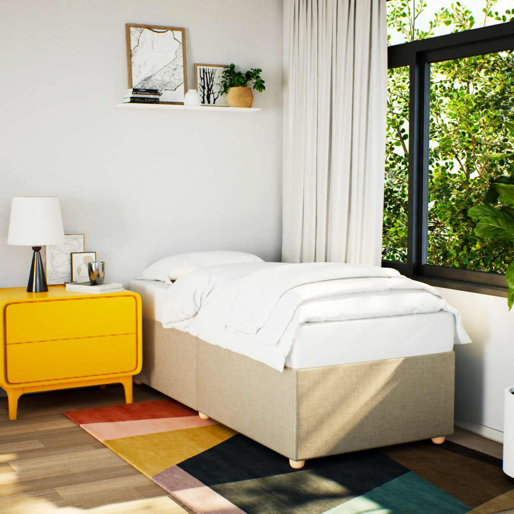 Cadre de lit sans matelas crème 90x200 cm tissu - XIOS