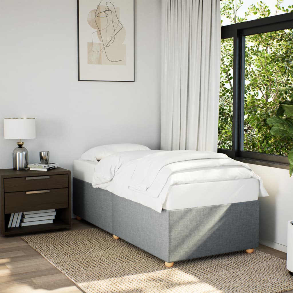 Cadre de lit sans matelas gris clair 100x200 cm tissu - XIOS