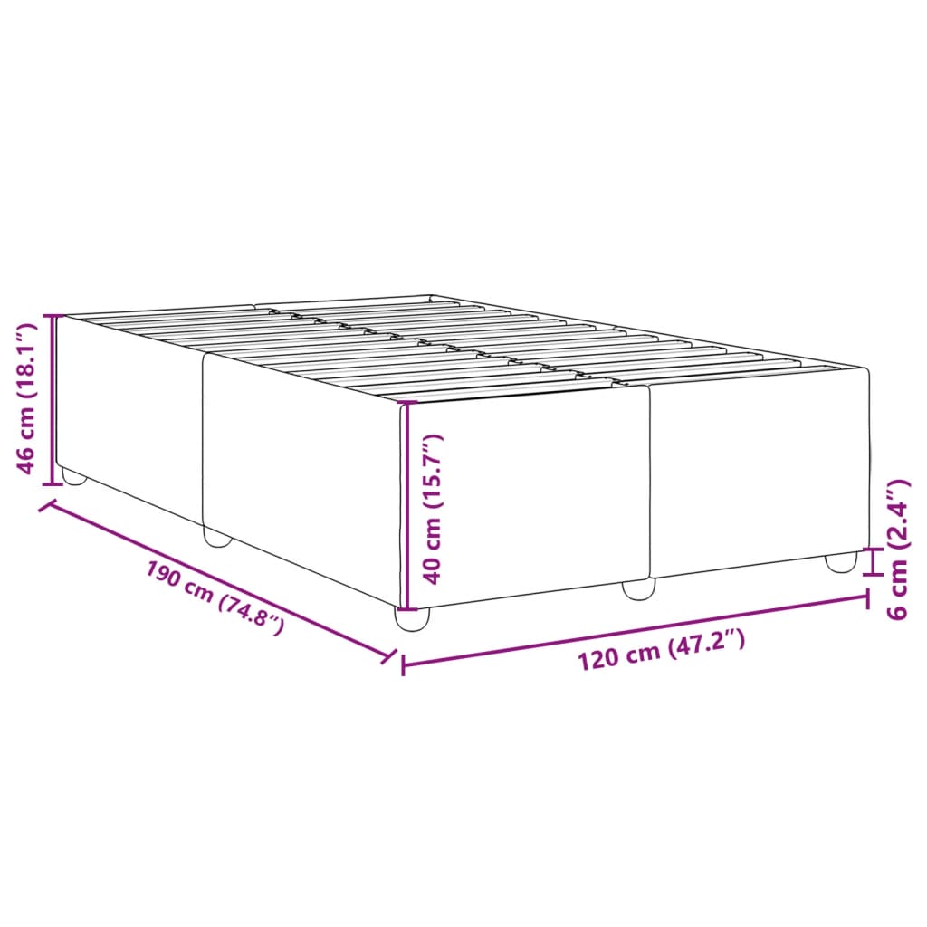 Cadre de lit sans matelas marron foncé 120x190 cm tissu - XIOS