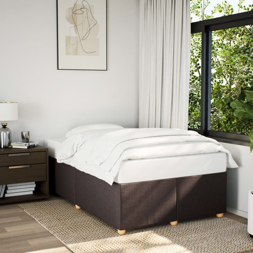 Cadre de lit sans matelas marron foncé 120x190 cm tissu - XIOS