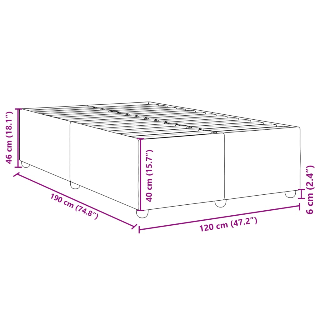 Cadre de lit sans matelas taupe 120x190 cm tissu - XIOS