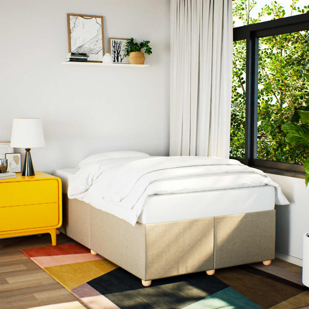 Cadre de lit sans matelas crème 120x190 cm tissu - XIOS