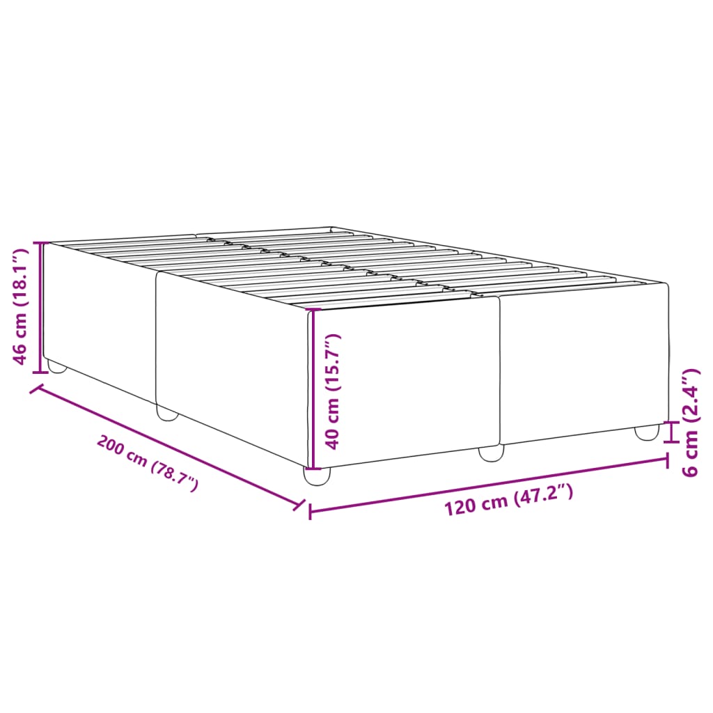 Cadre de lit sans matelas gris foncé 120x200 cm tissu - XIOS