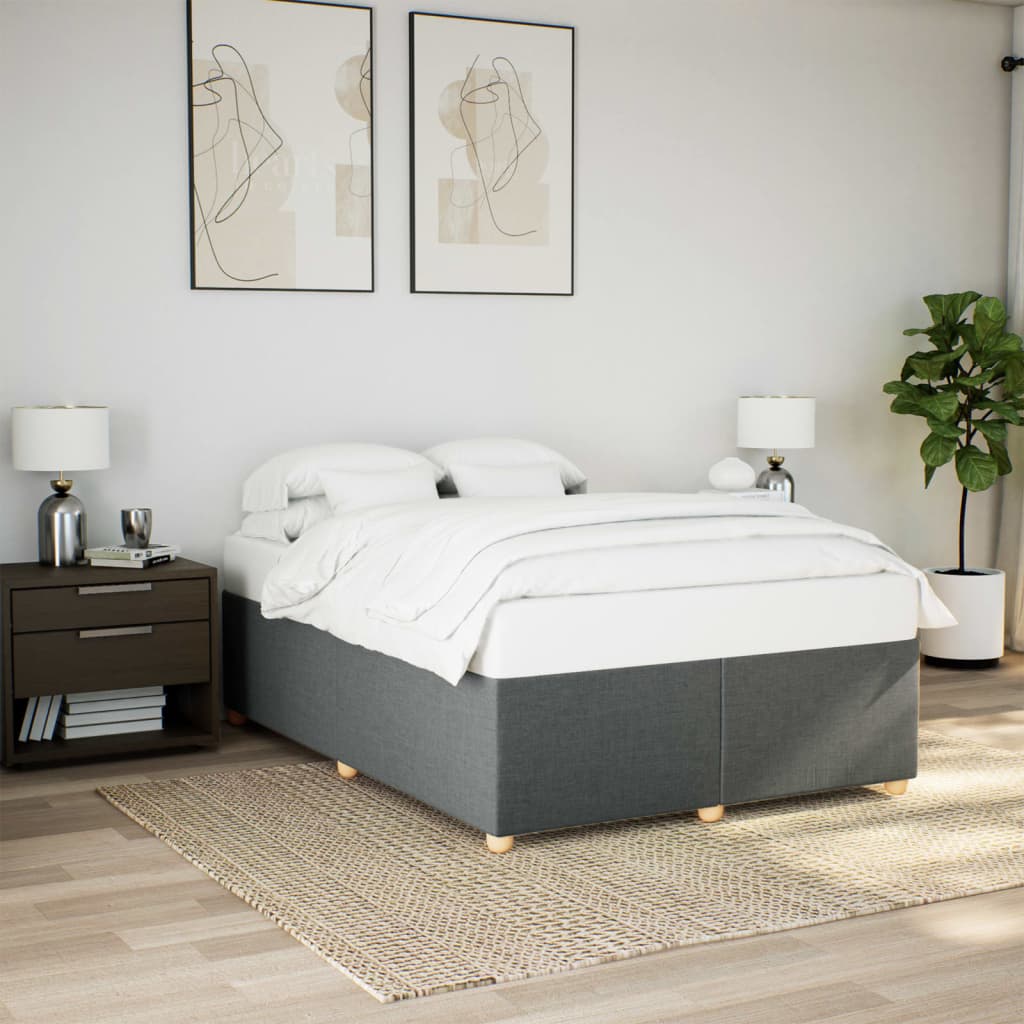Cadre de lit sans matelas gris foncé 140x190 cm tissu - XIOS