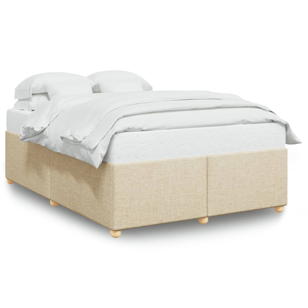 Cadre de lit sans matelas crème 140x190 cm tissu - XIOS