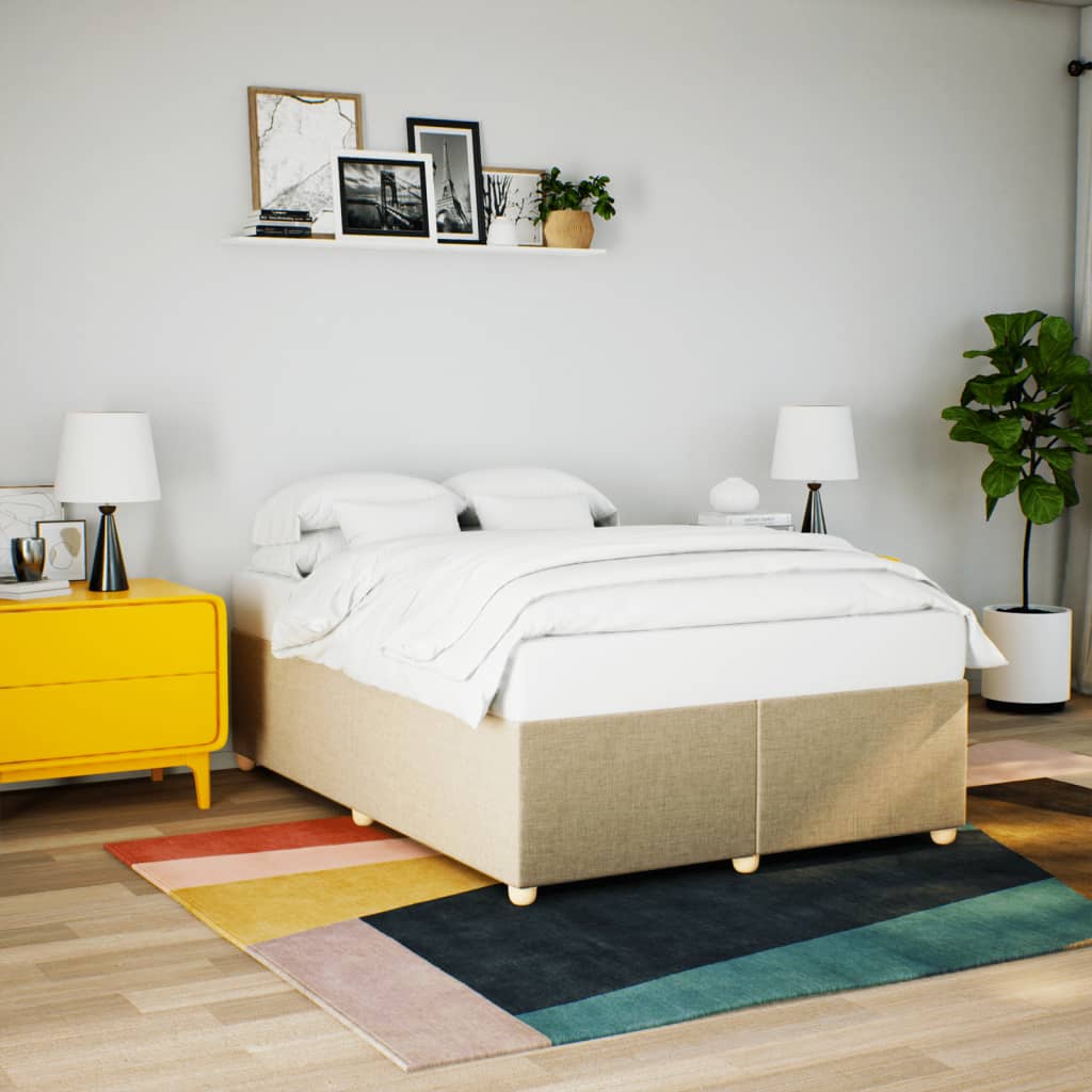 Cadre de lit sans matelas crème 140x190 cm tissu - XIOS