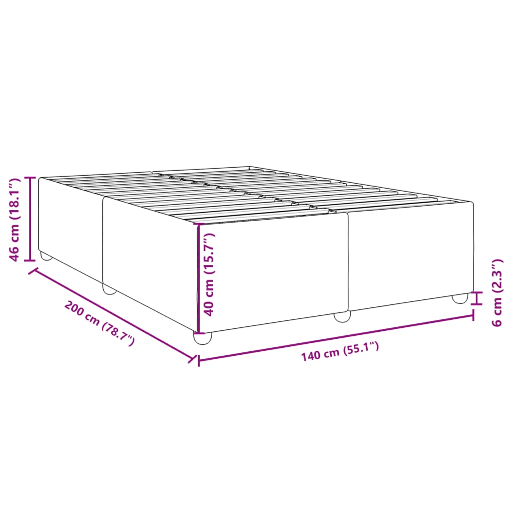 Cadre de lit sans matelas crème 140x200 cm tissu - XIOS
