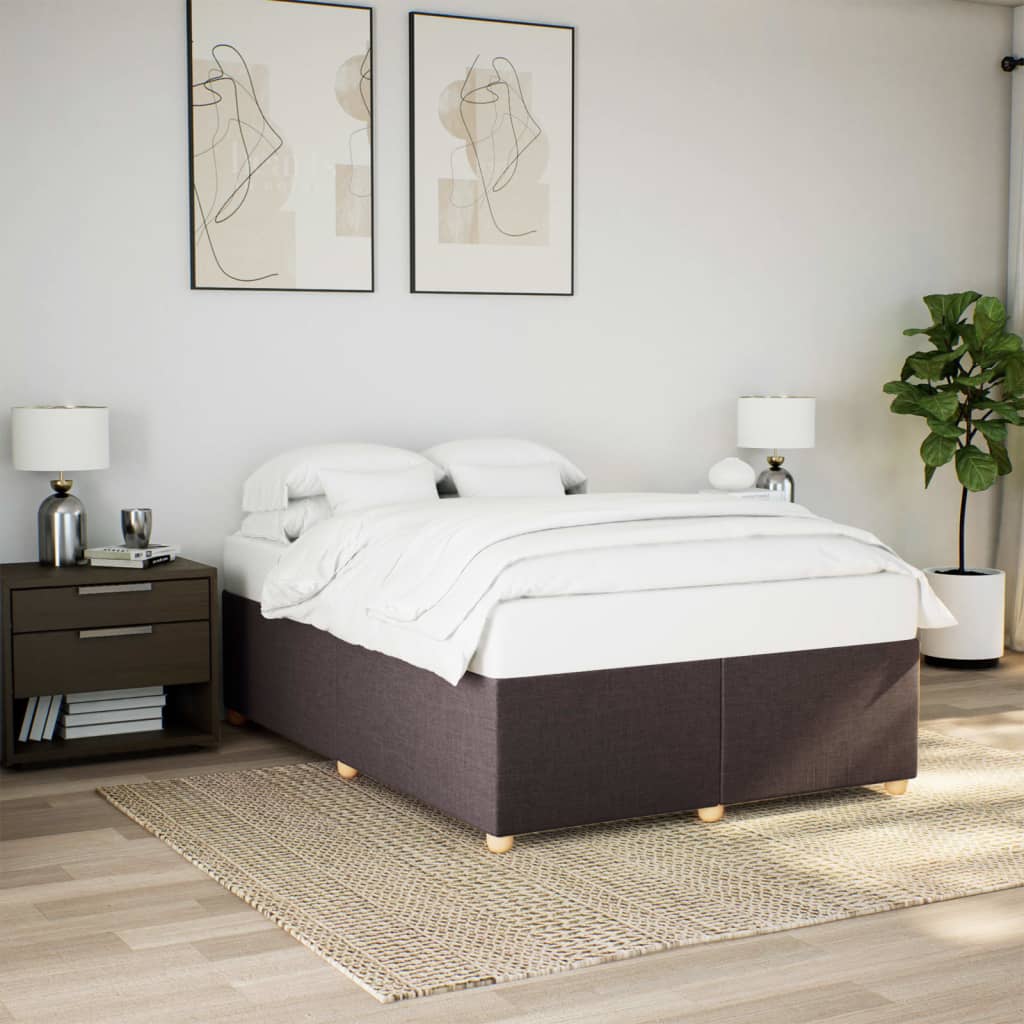Cadre de lit sans matelas marron foncé 160x200 cm tissu - XIOS