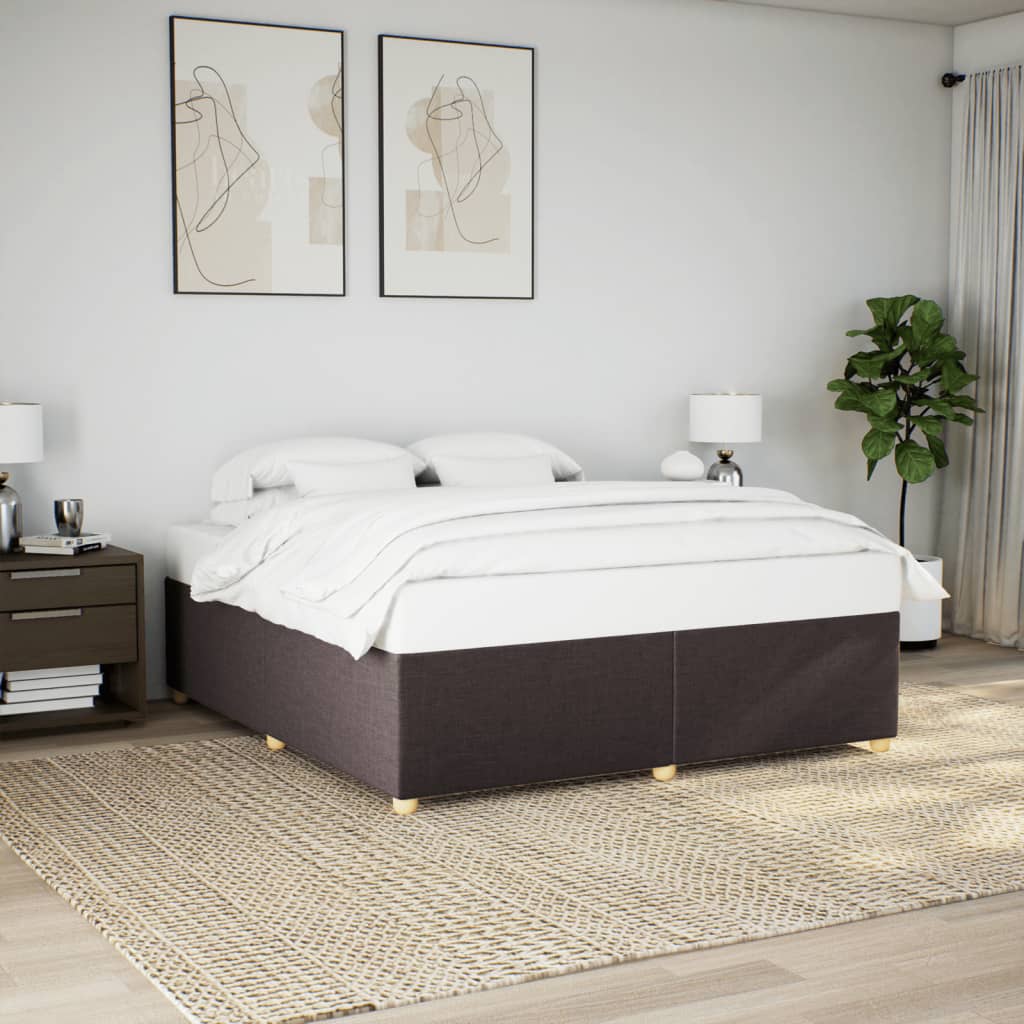 Cadre de lit sans matelas marron foncé 180x200 cm tissu - XIOS