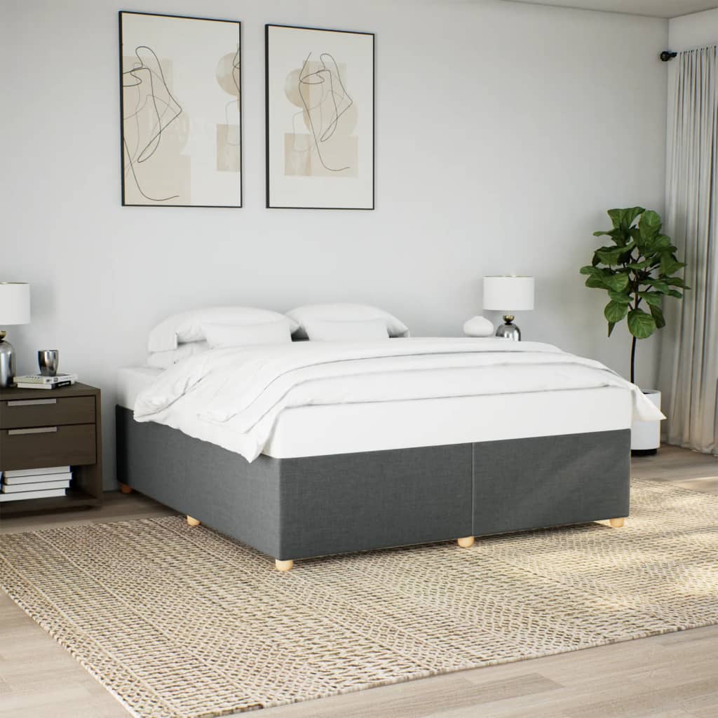 Cadre de lit sans matelas gris foncé 200x200 cm tissu - XIOS