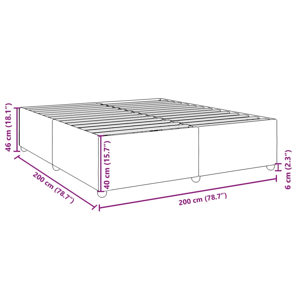 Cadre de lit sans matelas noir 200x200 cm tissu - XIOS