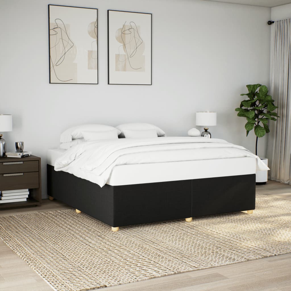 Cadre de lit sans matelas noir 200x200 cm tissu - XIOS