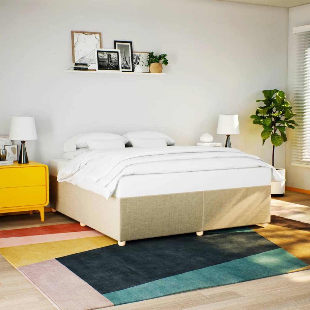 Cadre de lit sans matelas crème 200x200 cm tissu - XIOS